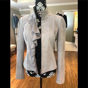Grey suede zipper jacket White House Black Market